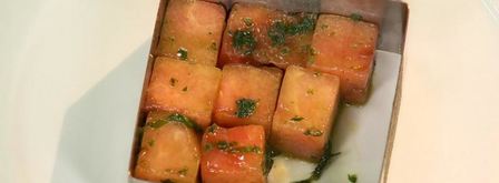 арбуз с козьим сыром и луковым вареньем. Шаг 6