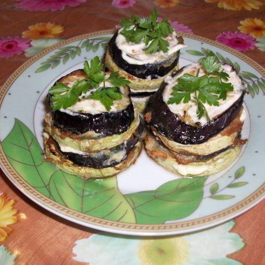 Рецепт баклажано-кабачковых горки в кляре