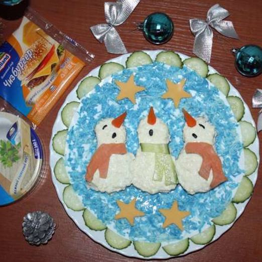 Бутерброды Поющие снеговики в шарфиках