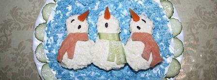 бутерброды поющие снеговики в шарфиках. Шаг 9