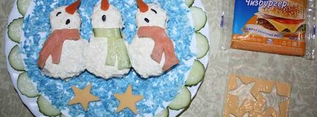 бутерброды поющие снеговики в шарфиках. Шаг 10