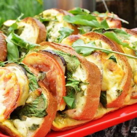 Рецепт бутербродов с баклажанами и помидором