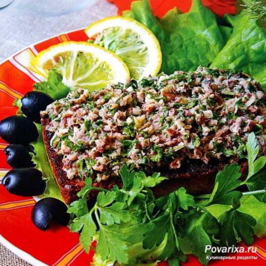 Рецепт бутербродов с паштетом из анчоусов