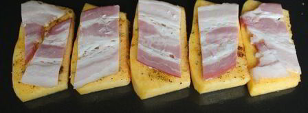 горячая закуска из тыквы с беконом и соусом блю чиз. Шаг 3