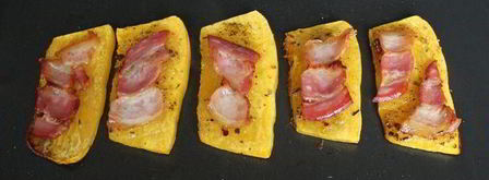 горячая закуска из тыквы с беконом и соусом блю чиз. Шаг 4