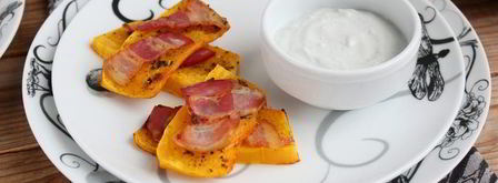 горячая закуска из тыквы с беконом и соусом блю чиз. Шаг 6