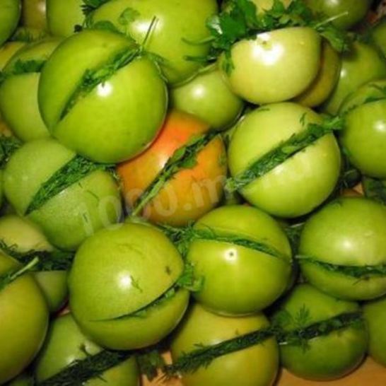 Рецепт квашеных зеленых помидоров с чесноком на зиму