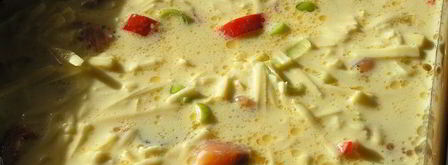 фриттата осенняя с лососем, сладким перцем и луком-пореем. Шаг 7