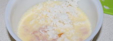 фриттата с копченой куринной грудкой и рисом. Шаг 3