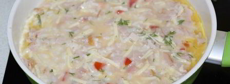 фриттата с копченой куринной грудкой и рисом. Шаг 6