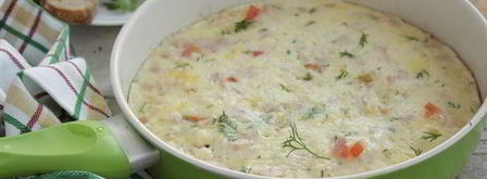 фриттата с копченой куринной грудкой и рисом. Шаг 7