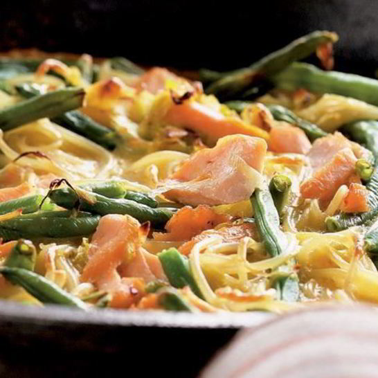 Рецепт фриттаты с лососем и спагетти