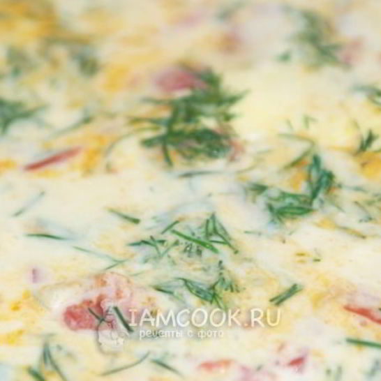 Рецепт омлета с помидорами, луком и укропом