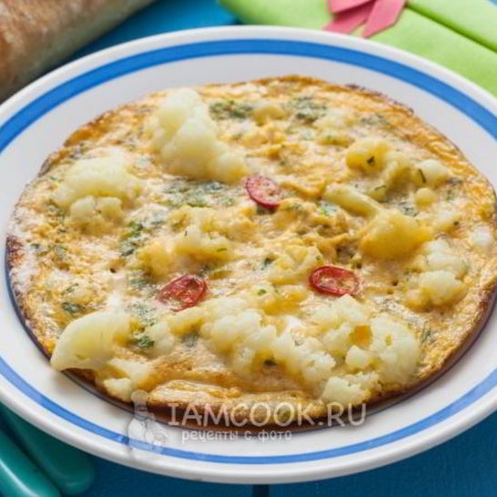 Рецепт омлета с цветной капустой на сковороде