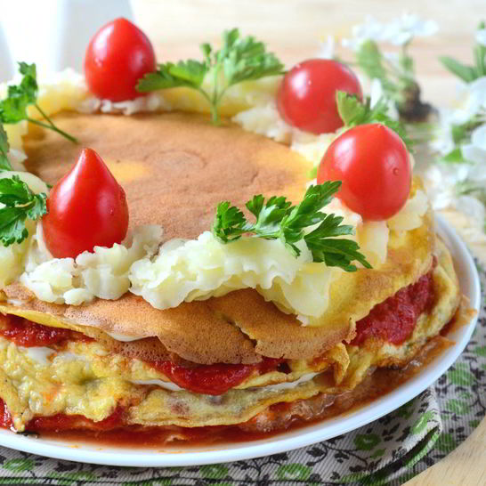 Рецепт слоеного омлета на завтрак