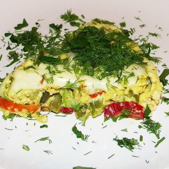 Рецепт сырного омлета со стручковой фасолью