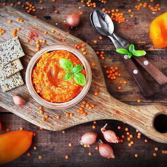 Рецепт паштета из чечевицы с печеным перцем