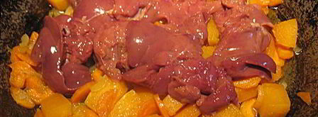 печеночный куриный паштет с тыквой и овощами. Шаг 3