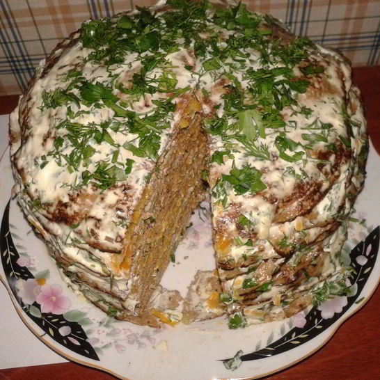 Рецепт печеночного торта из говяжьей печени