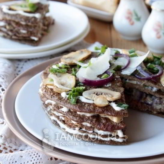 Рецепт печеночного торта с грибами