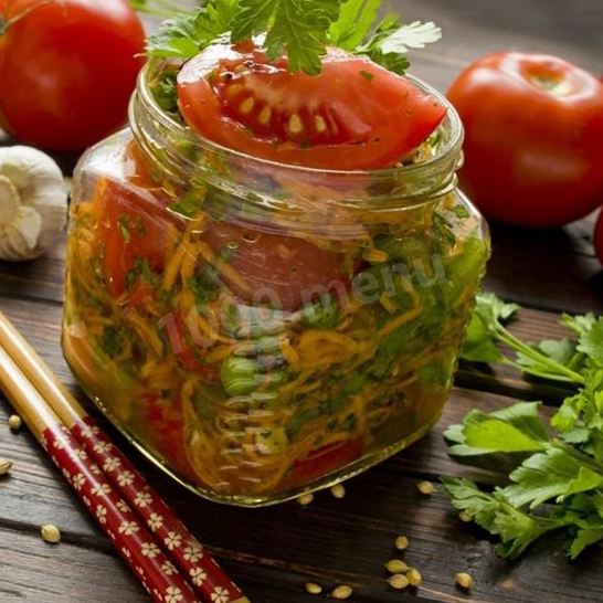 Рецепт помидоров с морковью по-корейски на зиму