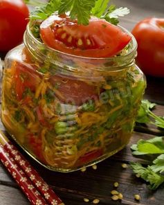 Помидоры с морковью по-корейски на зиму