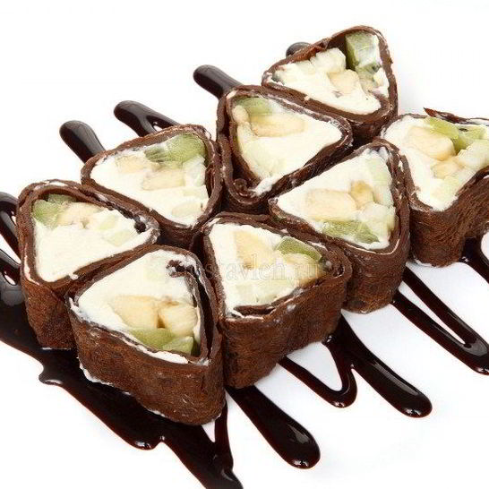 Рецепт шоколадных роллов с яблоками и апельсинами