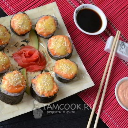 Рецепт запеченных роллов с крабовыми палочками