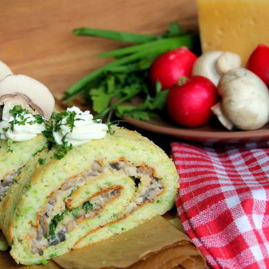 Рецепт кабачкового рулета с грибами