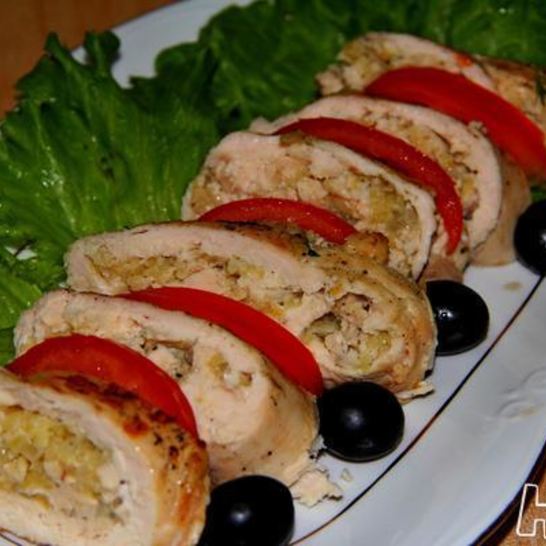 Рецепт куриных рулетиков с лимонно-яблочной начинкой