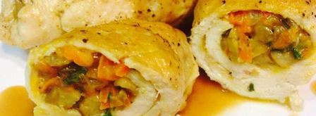 куриные рулеты, фаршированные грибами и овощами. Шаг 12