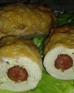 Куриные рулеты с сыром и венскими колбасками