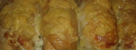 куриные рулеты с сыром и венскими колбасками. Шаг 8