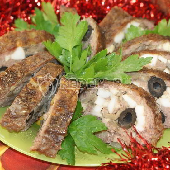 Рецепт мясного рулета с грибами