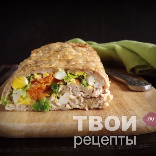 Рецепт мясного рулета с яйцом и морковью