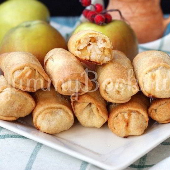 Рецепт постных хрустящих рулетиков с начинкой