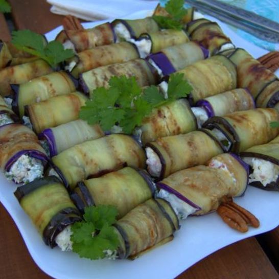 Рецепт рулетиков из баклажан с тремя начинками