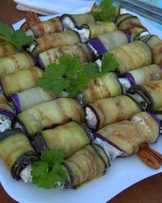 Рулетики из баклажан с тремя начинками