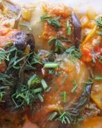 Рулетики из баклажанов с отварной телятиной