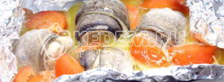 рулетики из рыбы запеченные с овощами. Шаг 6