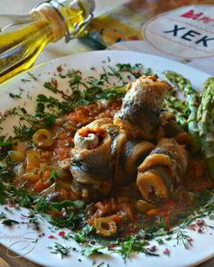 Рулеты из хека на овощной подушке