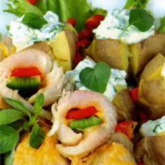 Рецепт рыбных рулетиков с запеченной картошкой