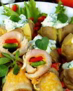 Рыбные рулетики с запеченной картошкой