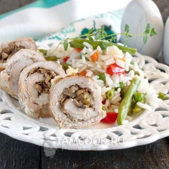 Рецепт свиных рулетиков с грибами