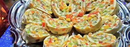 яичный рулет с сыром мозаика. Шаг 21