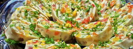 яичный рулет с сыром мозаика. Шаг 22