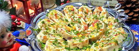 яичный рулет с сыром мозаика. Шаг 24