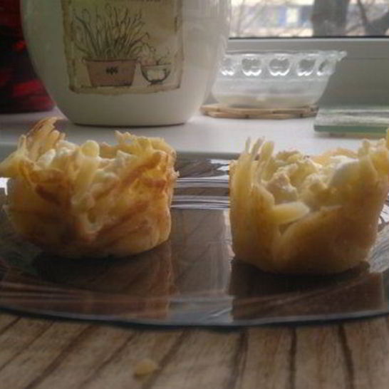 Рецепт сырных корзиночек с салатом из мяса криля