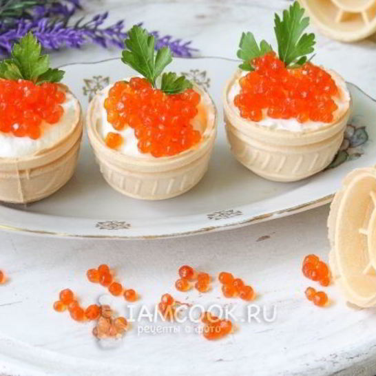 Рецепт тарталеток с икрой и творожным сыром