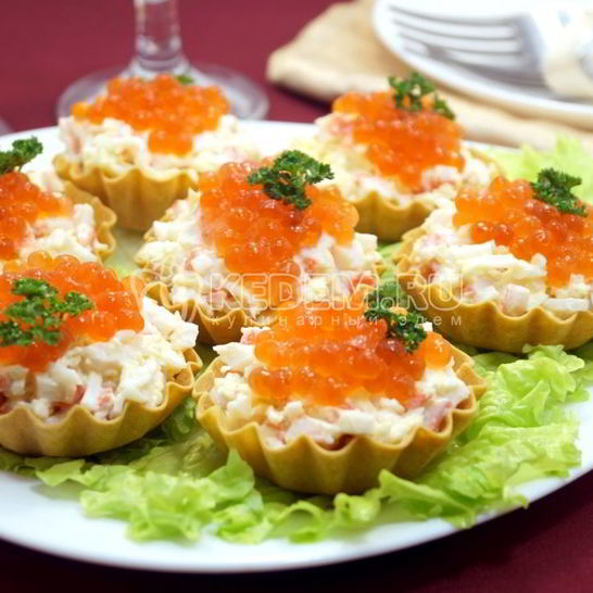 Рецепт тарталеток с крабовыми палочками